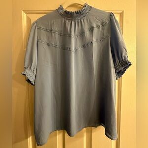 Loft, women’s high neck, puff sleeve, size XL, light blue